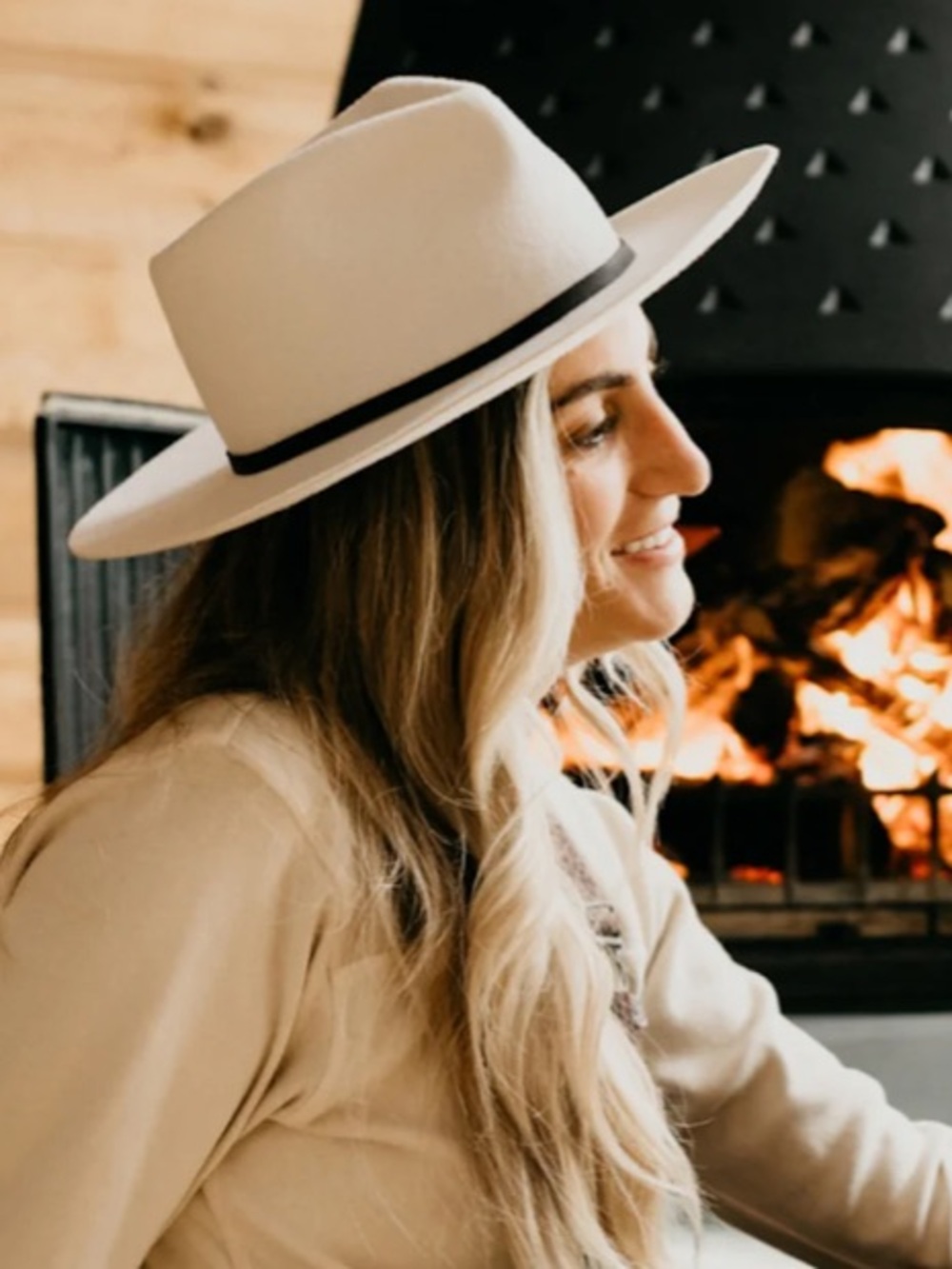 Will & Bear Cooper Bone White Upturned Fedora Hat Unisex
